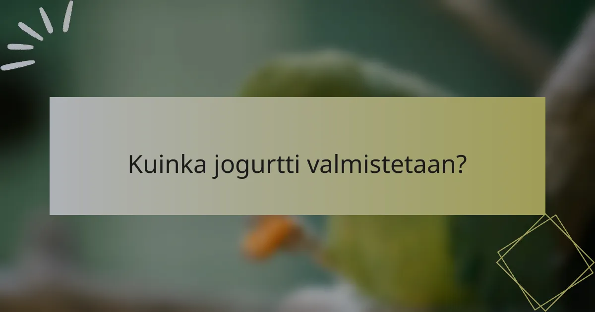 Kuinka jogurtti valmistetaan?