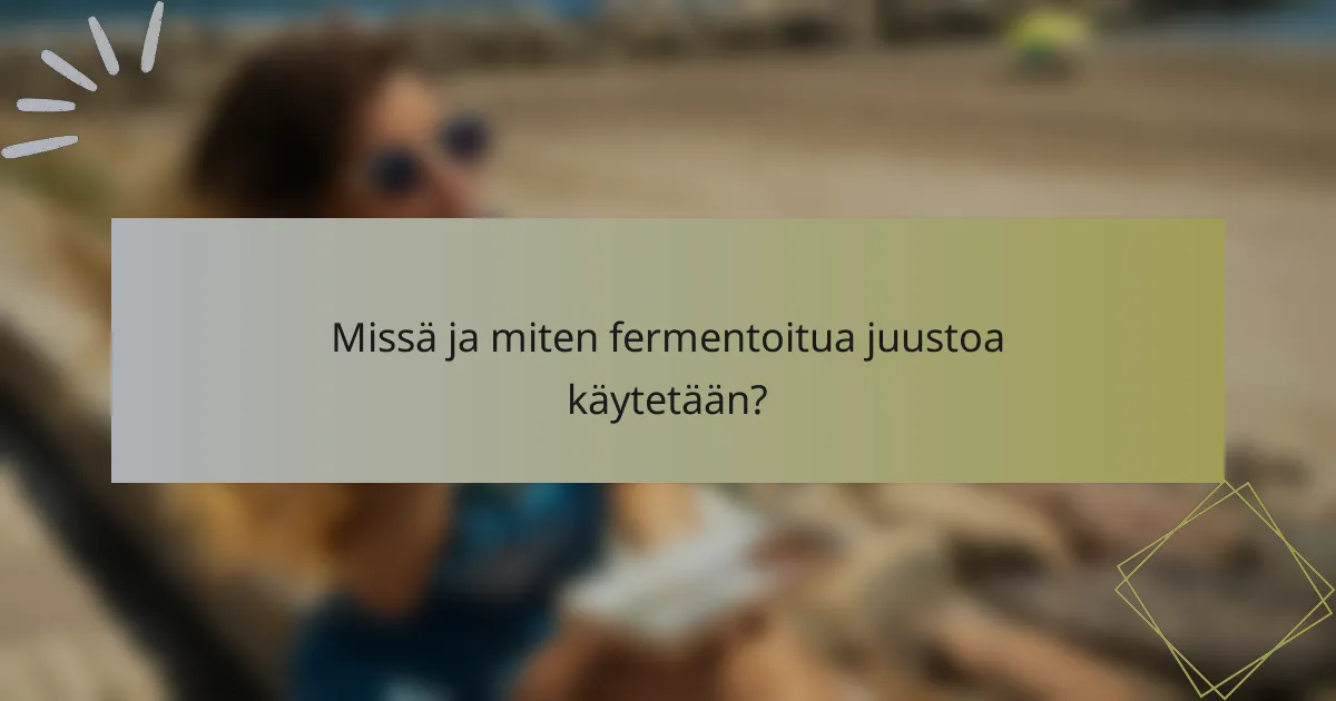 Missä ja miten fermentoitua juustoa käytetään?