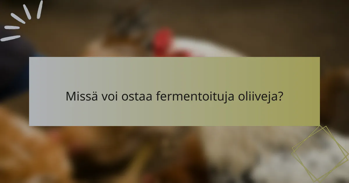 Missä voi ostaa fermentoituja oliiveja?