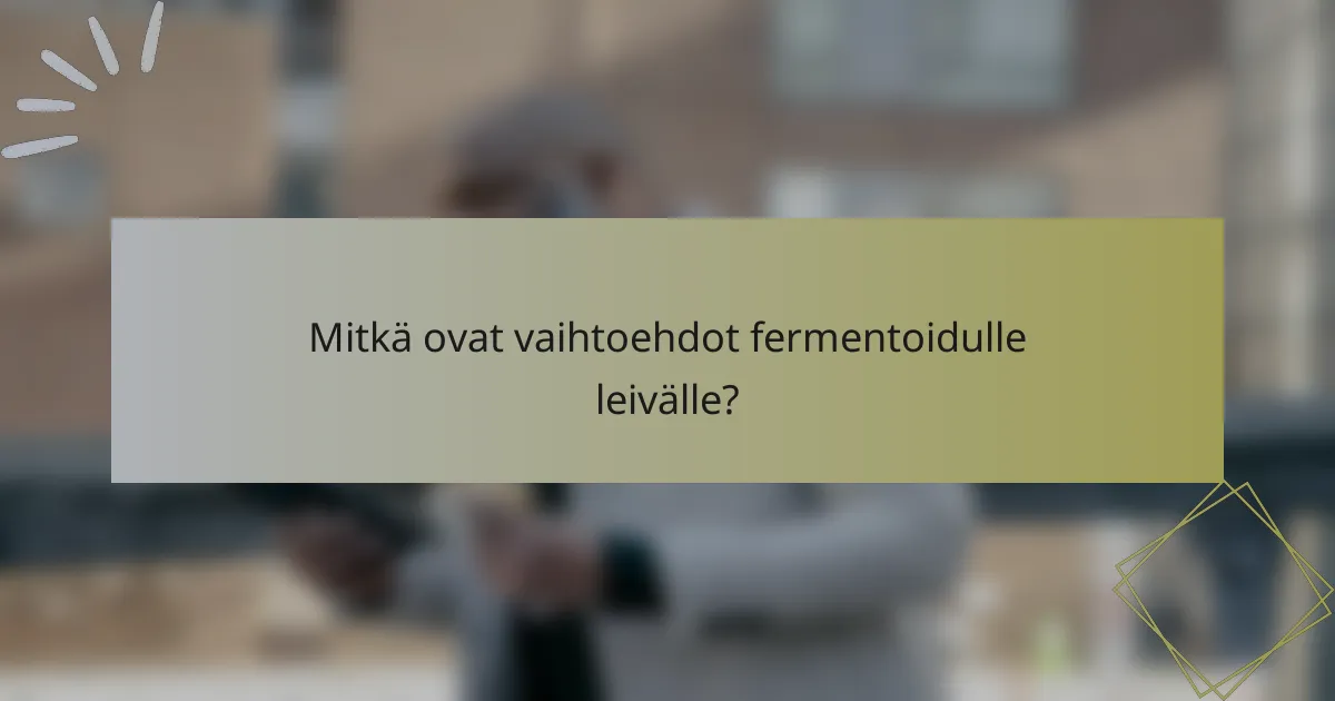 Mitkä ovat vaihtoehdot fermentoidulle leivälle?