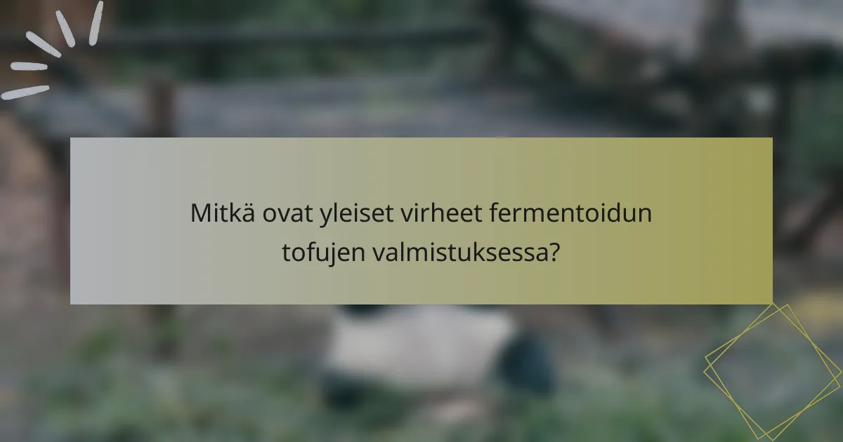 Mitkä ovat yleiset virheet fermentoidun tofujen valmistuksessa?